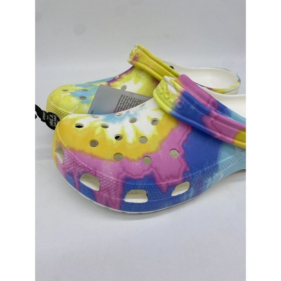 Crocs Clogs Unisex M10 W12 Multi Classic Tie Dye Graphic Slip On Outdoor NWT - Picture 2 of 7